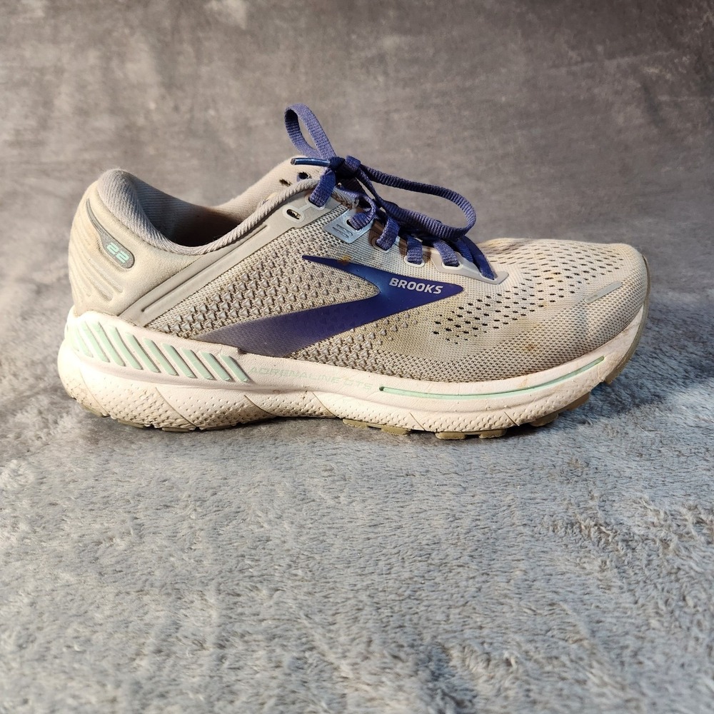 Brooks Shoes Womens 8.5 Gray Blue Adrenaline GTS 22 Running Sneaker Athleisure